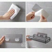 1 Pieza Estante De Baño De Hierro Montado En La Pared, Estante De Almacenamiento De Gel De Ducha - Negro - Ver 3