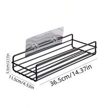 1 Pieza Estante De Baño De Hierro Montado En La Pared, Estante De Almacenamiento De Gel De Ducha - Negro - Ver 4