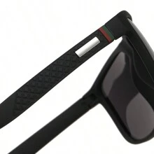 1 Pair Vintage Square Fashion Glasses, Driving Fishing Traveling & Eyeglasses, Luxury Brand Designer Fashion Glasses With Classic Colorful Stripes - Black, Blue, Red, Silver With Mirror Lens For Summer Beach Vacation,Outdoor,Travel - Black - View 6