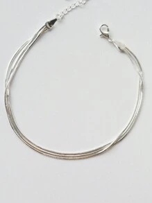 Nooxian 1pc Stainless Steel Snake Bone Anklet - Silver - View 4