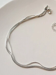 Nooxian 1pc Stainless Steel Snake Bone Anklet - Silver - View 5