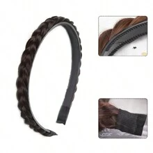 1 件假发头带，带齿防滑辫子头带，遮盖白发 - 黑色 - 查看 2
