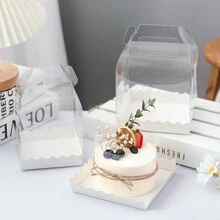 10Pcs Transparent Cake Box with Handle,Clear Cake Gift Box,Crystal Small Cake Boxes,Clear Square Plastic Baking Boxes with Lids,Cupcake Boxes Cake Display Boxes Bakery Packaging Box for Dessert 4inch