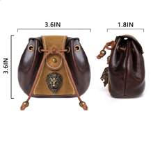 Joylord 中世紀仿皮束口袋 - 帶有獅頭設計的骰子袋 - 腰包腰包腰包中世紀復古皮袋 - Larp理想骰子袋-難忘的龍與地下城禮物 - 黑色 - 查看 3