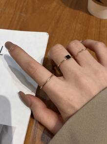 3pcs/set Ladies' Simple Wave Pattern Rings, Fashion Accessories - Multicolor - View 2