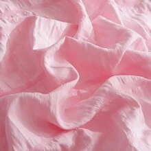 4入組泡泡紗純色蕾絲床款,可愛清新風格,柔軟親膚,適用於四季（2枕套,1被套,1床單,不包括被芯,搭配填充效果更佳） - 淺粉色 - 查看 6