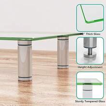 Dual Monitor Stand, Computer Monitor Stand Adjustable Length and Angle Dual Monitor Riser, Desktop Organizer, Monitor Stand Riser for PC, Computer, Laptop (GTT007), Clear - White - View 3