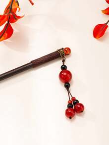 1根女式流蘇木質髮夾,適用於傳統服飾髮飾