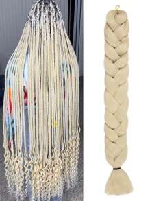 预拉伸接发，40英寸，单包，低温合成纤维编织接发，专业合成纤维钩编多色辫子，适合女性日常佩戴、节日装扮和角色扮演，柔软的Yaki纹理，热水定型，165克/包，编织接发，适合万圣节、新年、狂欢节、音乐节和圣诞节礼物 - 杏色 - 查看 8