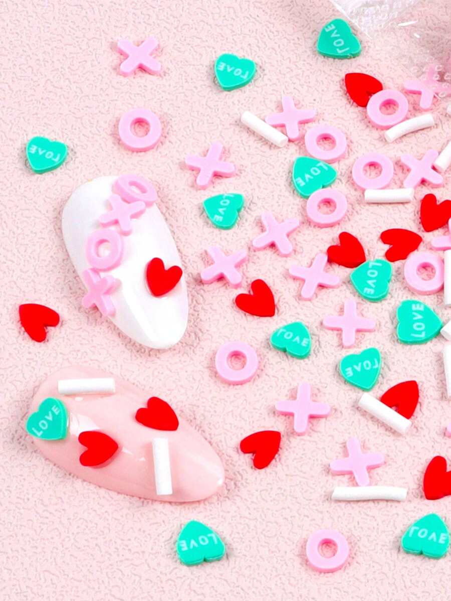 10克浪漫美甲配件红心聚合物粘土薄片情人节美甲装饰指甲饰品用品