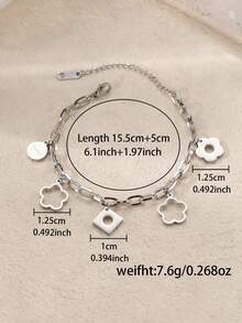 1 件畢業禮物雛菊花裝飾手鍊 - 銀色 - 查看 5