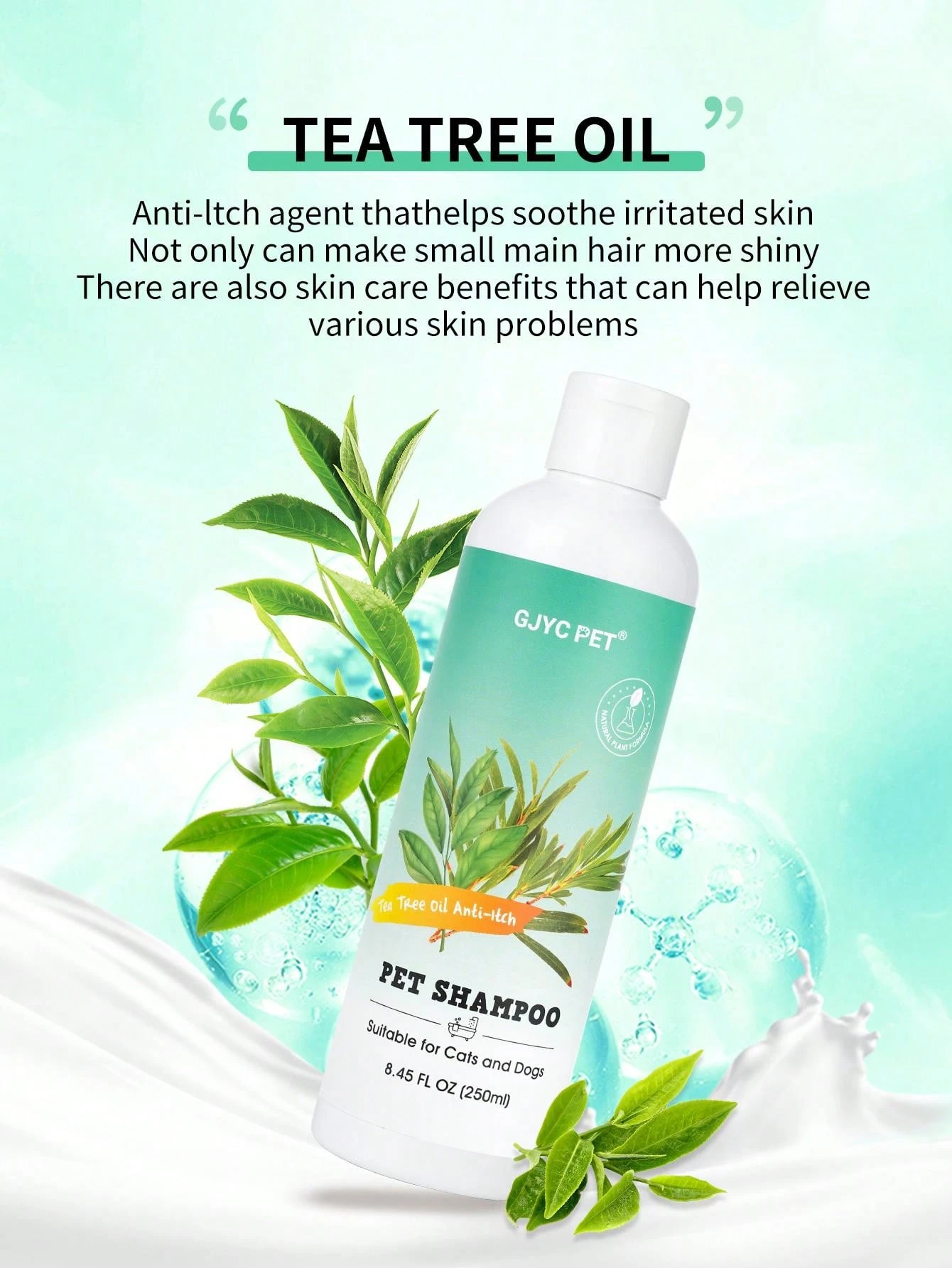 Tea Tree Oil Pet Shampoo 8.45 Fl. Oz. Cat And Dog Itchy Relief, Natural