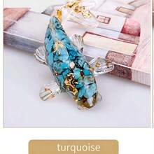 天然水晶石屑果凍膠魚形裝飾品,適用於辦公桌、魚缸、車內、禮品