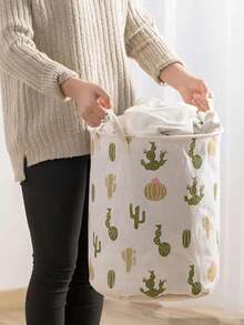 Multicolor Foldable Laundry Basket. Linen And Cotton Laundry Basket For The Home. Storage Basket, Laundry Organizer. Random Colors. - Multicolor - View 2