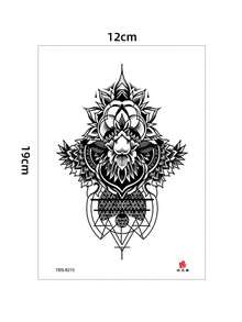 Temporary Tattoo Sticker With Flower, Chain And Creative Print Design, Waterproof And Realistic, Disposable, Suitable For Cool Tattoos On Men And Women - Black - View 4