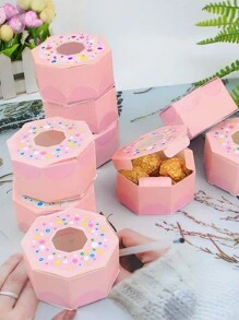 20 piezas Caja de regalo con forma de rosquilla poligonal rosa - Rosa - Ver 2