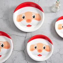Christmas 7/9 Inch Disposable Party Tableware, Santa Claus Plate Paper Plate, Belt Napkin Cute Christmas Festive Dinner Supplies,Christmas - Multicolor - View 5