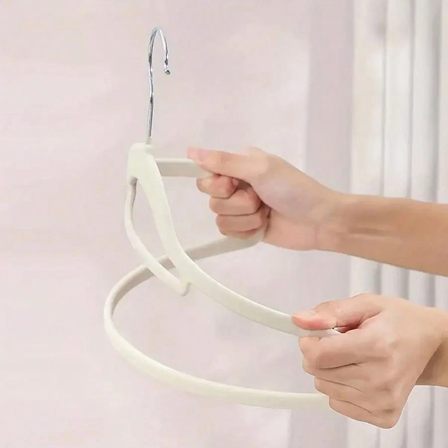 30 Appendini Bambini In Velluto Antiscivolo - Gancio Rotante 360°, Spessore 0.5cm, Grigio - Foto 2