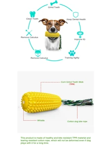 Juguete para perros, mazorca de maíz amarillo, juguetes chillones para cachorros, mascotas resistentes que mastican un cepillo de dientes, limpiando los dientes traseros, agregue pasta de dientes, juguete para masticar para perros de tamaño mediano y grande, todas las razas, juguete chillón para cachorro de maíz amarillo, mascotas resistentes que mastican un cepillo de dientes, limpiando los dientes traseros, agregue pasta de dientes, juguete para masticar para perros de tamaño mediano y grande, todas las razas - Amarillo - Ver 3