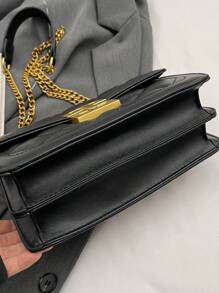 New Arrival Fashionable Solid Color Chain Strap Square Bag For Women - Black - View 6