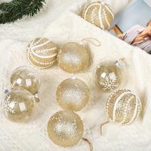 9入組/套香檳色布線聖誕球裝飾品,合適的適用於季節性節假日裝飾用品和派對裝飾用品