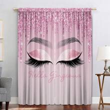 2入組睫毛圖案窗簾 - 彩色 - 查看 3