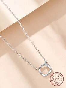 1pc Fashionable Simple S925 Silver Laboratory Grown Emerald Snowflake Pendant Necklace Round Rhinestone Bright Cut Versatile Women's Everyday Wear Gift - Rose Gold - View 5