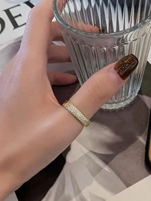 1個微插入鋯石方形戒指,適用於女士珠寶,s925純銀精美珠寶,適合女性教師夏季戒指禮物 - 金色 - 查看 3