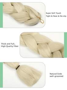 预拉伸接发，40英寸，单包，低温合成纤维编织接发，专业合成纤维钩编多色辫子，适合女性日常佩戴、节日装扮和角色扮演，柔软的Yaki纹理，热水定型，165克/包，编织接发，适合万圣节、新年、狂欢节、音乐节和圣诞节礼物 - 杏色 - 查看 5