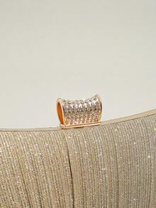 閃亮手拿包新娘和伴娘手提包優雅可拆卸鏈子晚宴包女士俱樂部聚會 - 香檳色 - 查看 7