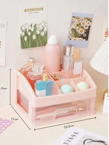 Caja Organizadora Maquillaje Tocador Escritorio con Cajoneta - Rosa - Ver 2