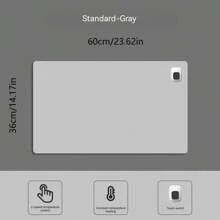 電熱鼠標墊桌墊，顯示溫度加熱鼠標墊，讓手保持溫暖，適用於辦公桌，電腦桌，鍵盤，在冬季 - 灰色 - 查看 1