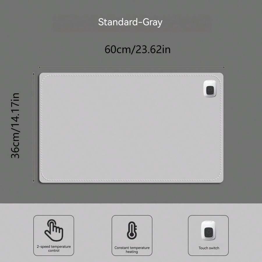 電熱鼠標墊桌墊，顯示溫度加熱鼠標墊，讓手保持溫暖，適用於辦公桌，電腦桌，鍵盤，在冬季 - 灰色 - 查看 1