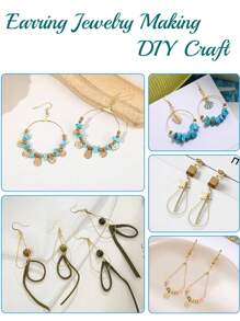 190pcs Earring Bead Hoop Set With 40pcs Teardrop-shaped & Round-shaped Beads, Along With 50pcs Earring Hooks, 50pcs Jump Rings And 50pcs Earring Backs, For Jewelry Making Diy Craft - Gold - View 4