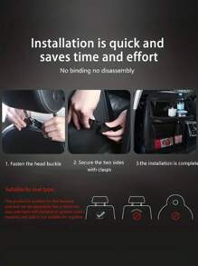 1個後座收納袋掛袋收納口袋防踢踏墊後座保護墊面紙盒杯架筆記本電腦桌汽車用餐托盤汽車配件 - 黑色 - 查看 4