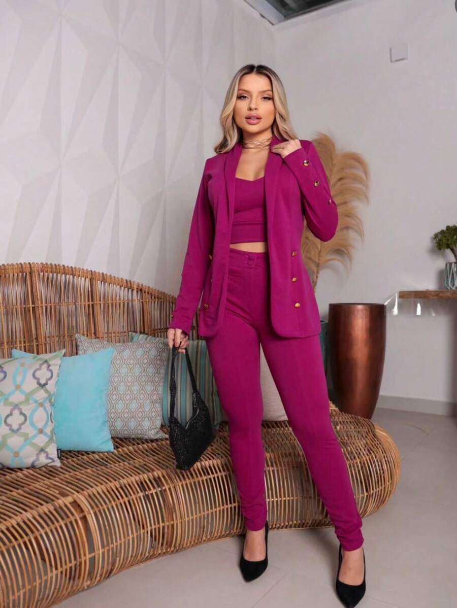 Women Suit Sets - Màu Hoa hồng đỏ - Xem 1