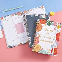 1本未設日期的螺旋式a5筆記本,適用於每日、每週日程安排,辦公室和學校用品 - 彩色 - 查看 4