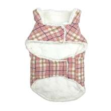 1pc Padded Pet Plaid Jacket With Adjustable Hook And Loop Design On Chest And Waist, Suitable For Various Cat And Dog Body Types, Autumn/Winter - Pink - View 5