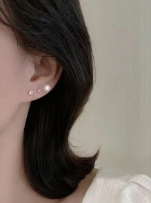 GAGAFEEL 1對簡約優雅的s925純銀和鍾添佳珠圓形粉色鑽石裝飾的螺旋耳釘,適用於女性的百搭款式,生日禮物