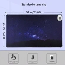 電熱滑鼠墊桌墊顯示溫度加熱滑鼠墊辦公電腦桌鍵盤冬季保暖 - 黑色 - 查看 1