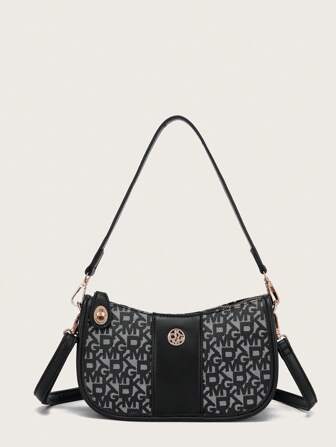 DK DKMG VANESSAMAY & DKMG 1 pièce Sac à main pour femme à la mode en PU imprimé lettre avec fermeture à glissière, convient pour une utilisation quotidienne