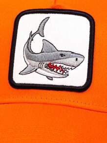 1頂男士鯊魚繡花棒球帽卡車司機帽，網眼帽，適合春/夏旅行、海灘派對及街頭活動，防曬 - 橘色 - 查看 5