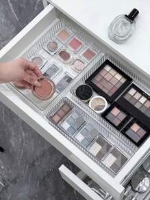 1pc Transparent Desktop Cosmetic Storage Box With Wavy Pattern Design And Drawers, Suitable For Home Use,Room,Home,Bedroom,Bathroom,House,Pink Room,Living Room Decor,Travel Stuff,Gift Bag,Gifts For Mom,Dad,Men,Friends,Teacher,Birthday,Wedding,Desk,Shelves,Accessories,Gift Boxes,Funny Gift,Storage ,Jewellery Box,Pouch,Makeup Brush Holder,Brush Holder,Perfume Organiser,Pouch Bag