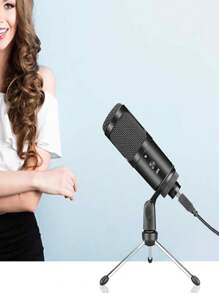 Pancoat Bm-800 USB Condenser Microphone Kit For Computer Noise Reduction High Sampling Rate Mic For Recording, Live Broadcasting, Karaoke - Black - View 5