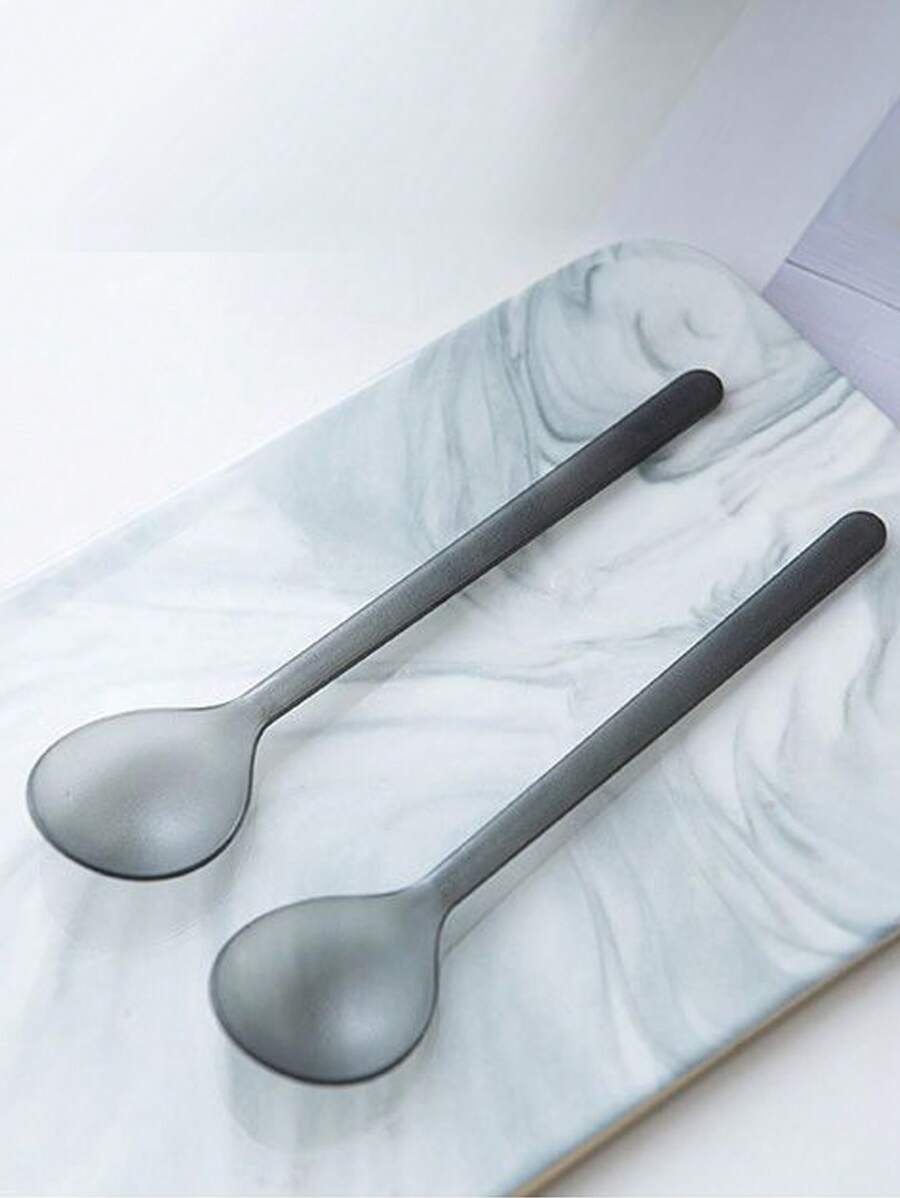 1pc New Matte Finish Dinner Spoon - Grey - View 1
