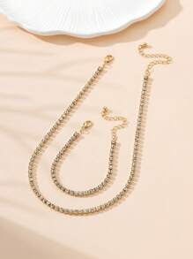 1入組派對風格全鑽石項鍊和手鐲套裝 - 金黃色 - 查看 2