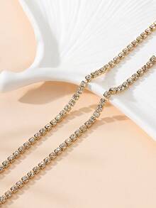 1入組派對風格全鑽石項鍊和手鐲套裝 - 金黃色 - 查看 3