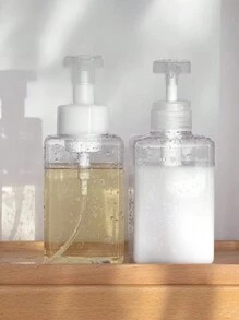 1 transparante persfles voor badschuim, wasmiddel, shampoodispenser, badlotion en handzeep. Badkamerdecoratie voor thuis, zomer, terug naar school.
