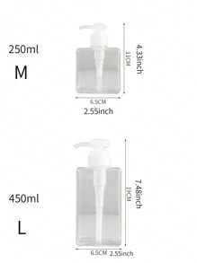 1 transparante persfles voor badschuim, wasmiddel, shampoodispenser, badlotion en handzeep. Badkamerdecoratie voor thuis, zomer, terug naar school.