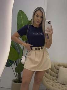 Women Shorts - 米色 - 查看 1